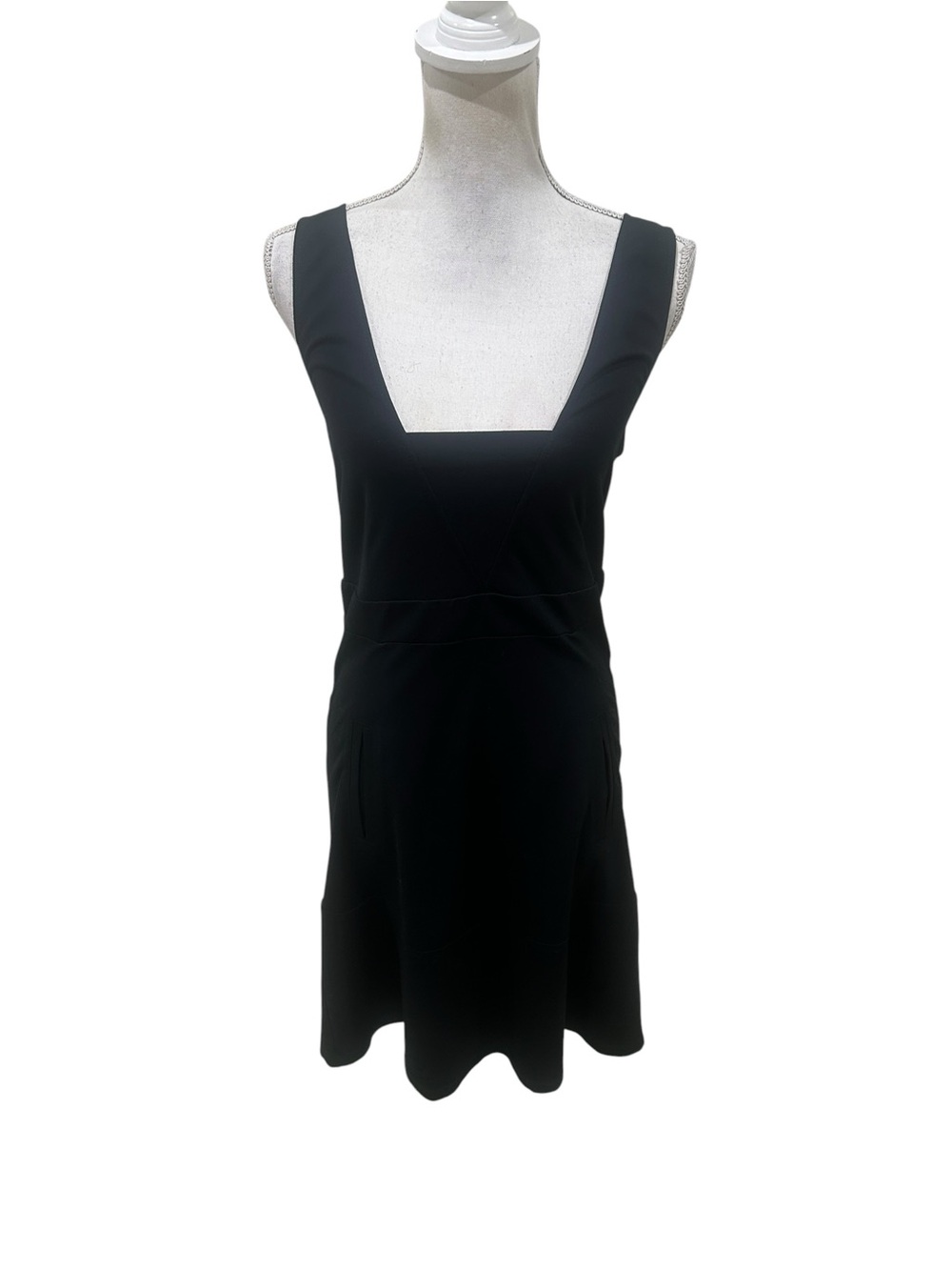 Theory Black Ponte knit Square-Neck above the knee Dress jumper size large